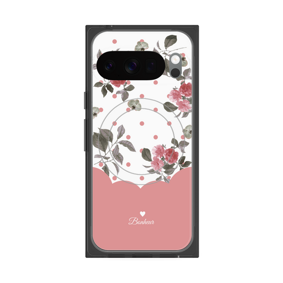 プレミアムスクエアケース with Pixelsnap［ ツインドットフラワー - Pink ］