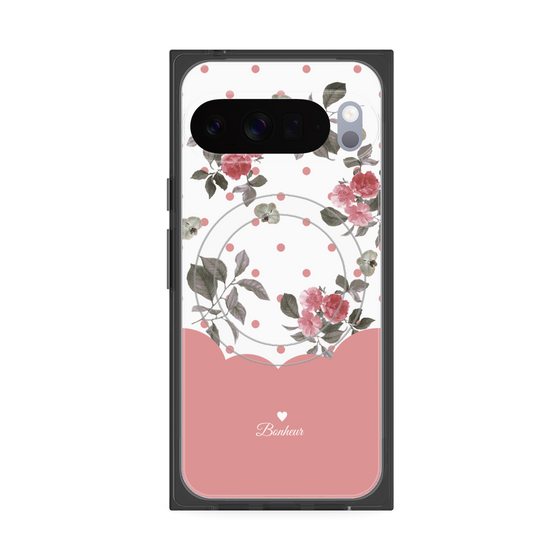 プレミアムスクエアケース with Pixelsnap［ ツインドットフラワー - Pink ］