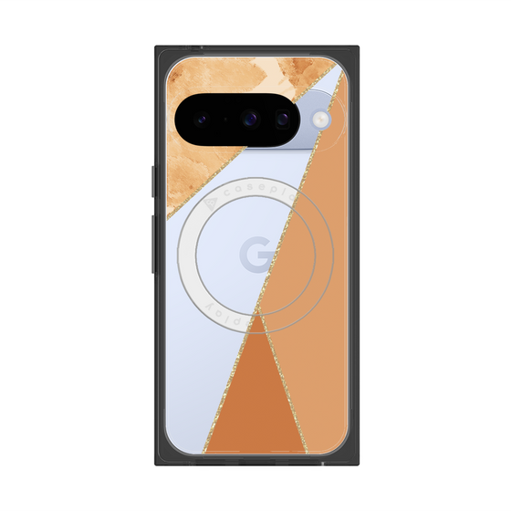 プレミアムスクエアケース with Pixelsnap［ マーブルトライアングルパレット - Orange ］
