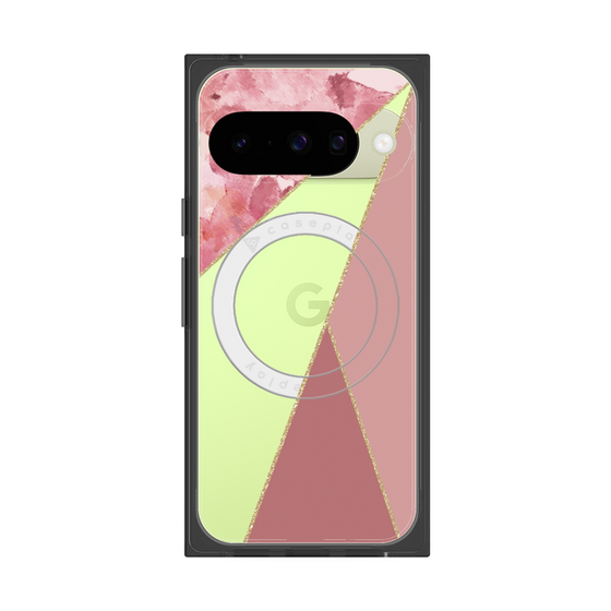 プレミアムスクエアケース with Pixelsnap［ マーブルトライアングルパレット - Pink ］