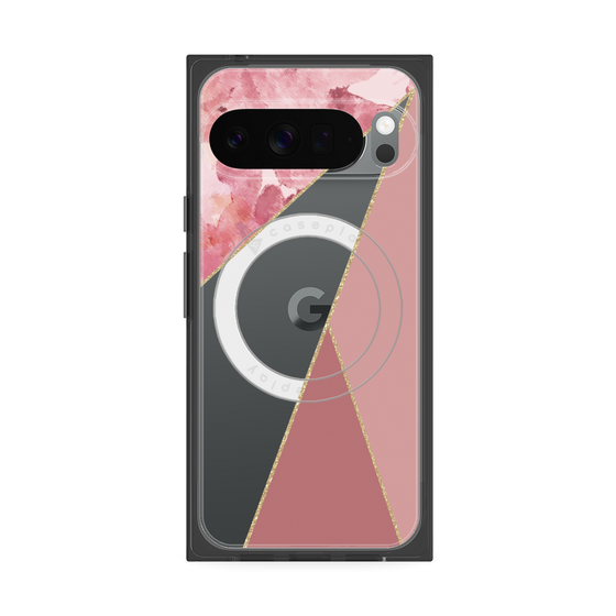 プレミアムスクエアケース with Pixelsnap［ マーブルトライアングルパレット - Pink ］