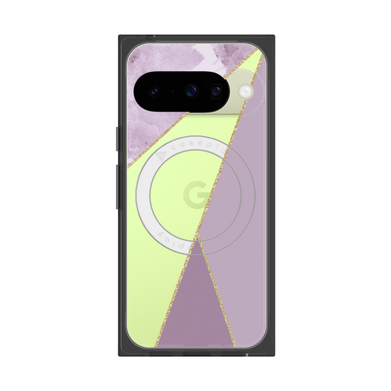 プレミアムスクエアケース with Pixelsnap［ マーブルトライアングルパレット - Purple ］