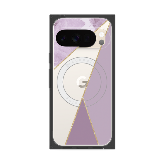 プレミアムスクエアケース with Pixelsnap［ マーブルトライアングルパレット - Purple ］