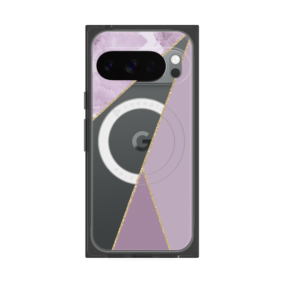 プレミアムスクエアケース with Pixelsnap［ マーブルトライアングルパレット - Purple ］
