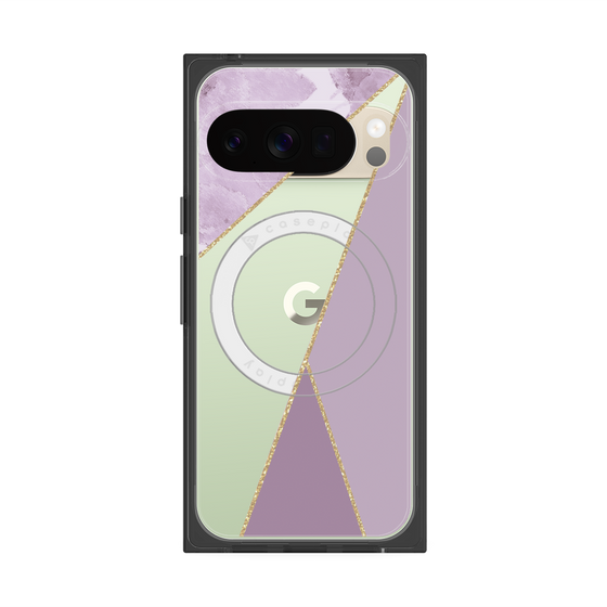 プレミアムスクエアケース with Pixelsnap［ マーブルトライアングルパレット - Purple ］