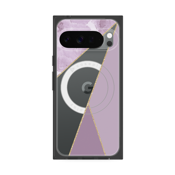 プレミアムスクエアケース with Pixelsnap［ マーブルトライアングルパレット - Purple ］