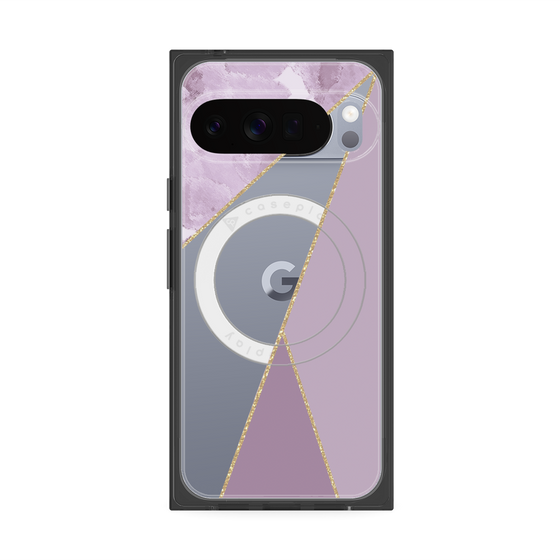 プレミアムスクエアケース with Pixelsnap［ マーブルトライアングルパレット - Purple ］