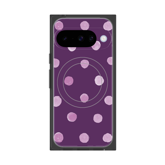 プレミアムスクエアケース with Pixelsnap［ 水彩ドット・レトロカラー - Purple ］
