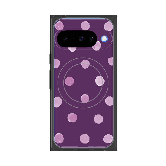 プレミアムスクエアケース with Pixelsnap［ 水彩ドット・レトロカラー - Purple ］