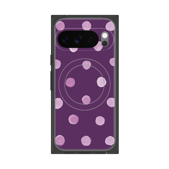 プレミアムスクエアケース with Pixelsnap［ 水彩ドット・レトロカラー - Purple ］