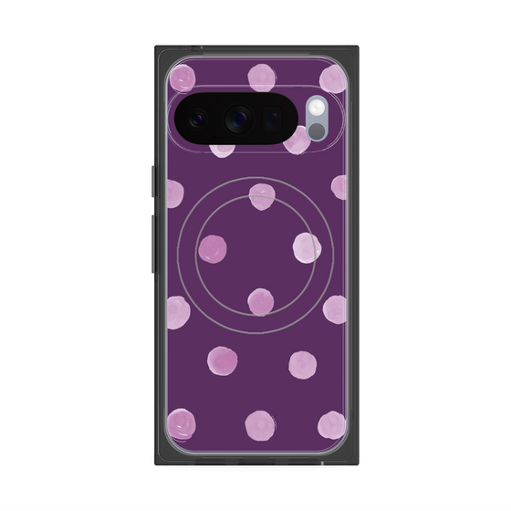 プレミアムスクエアケース with Pixelsnap［ 水彩ドット・レトロカラー - Purple ］