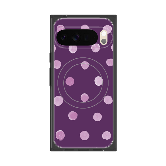 プレミアムスクエアケース with Pixelsnap［ 水彩ドット・レトロカラー - Purple ］