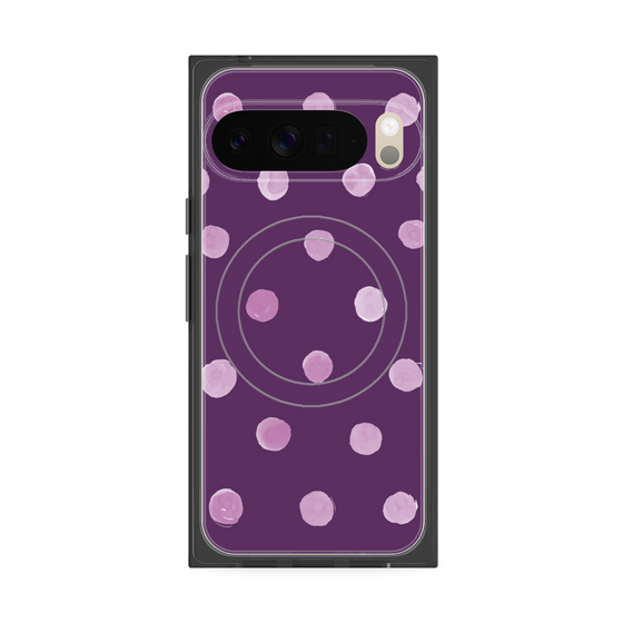 プレミアムスクエアケース with Pixelsnap［ 水彩ドット・レトロカラー - Purple ］