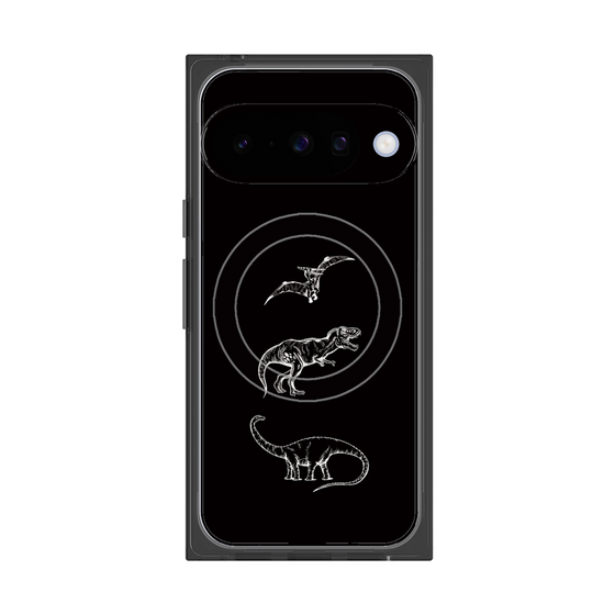 プレミアムスクエアケース with Pixelsnap［ Dinosaurs No.1 - Black ］