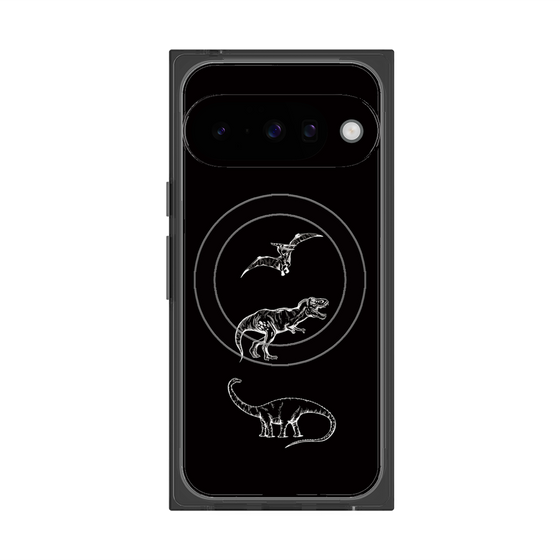 プレミアムスクエアケース with Pixelsnap［ Dinosaurs No.1 - Black ］