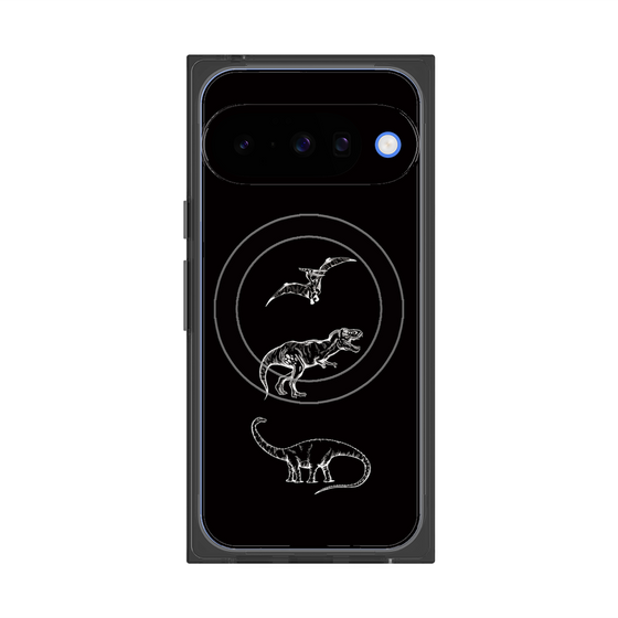 プレミアムスクエアケース with Pixelsnap［ Dinosaurs No.1 - Black ］