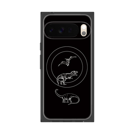 プレミアムスクエアケース with Pixelsnap［ Dinosaurs No.1 - Black ］