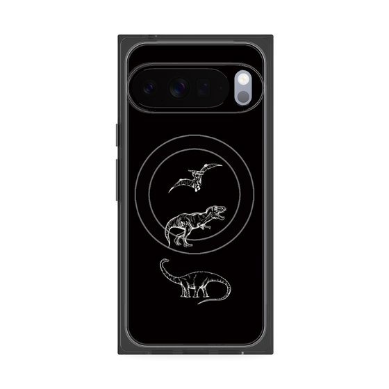 プレミアムスクエアケース with Pixelsnap［ Dinosaurs No.1 - Black ］