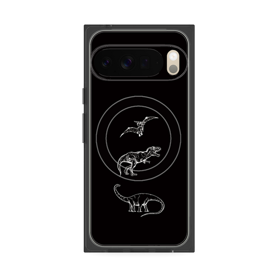 プレミアムスクエアケース with Pixelsnap［ Dinosaurs No.1 - Black ］