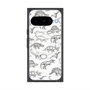 プレミアムスクエアケース with Pixelsnap［ Dinosaurs No.2 - White ］