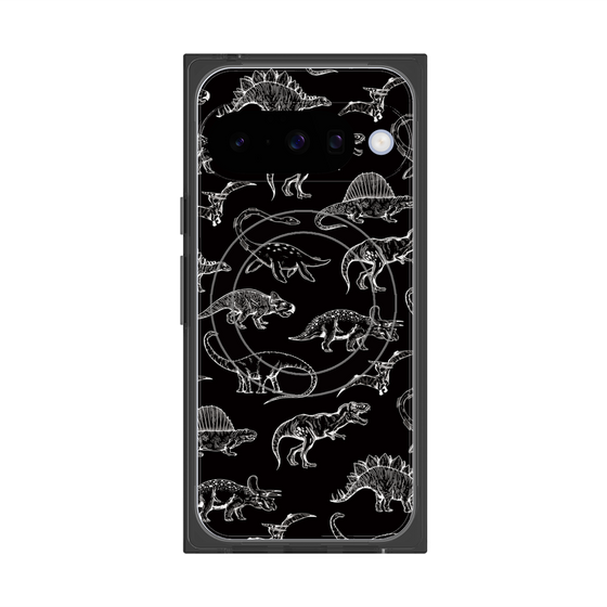 プレミアムスクエアケース with Pixelsnap［ Dinosaurs No.2 - Black ］