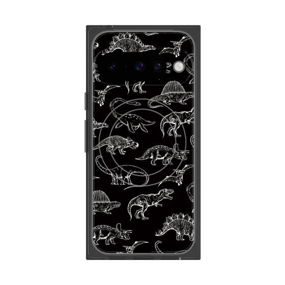 プレミアムスクエアケース with Pixelsnap［ Dinosaurs No.2 - Black ］