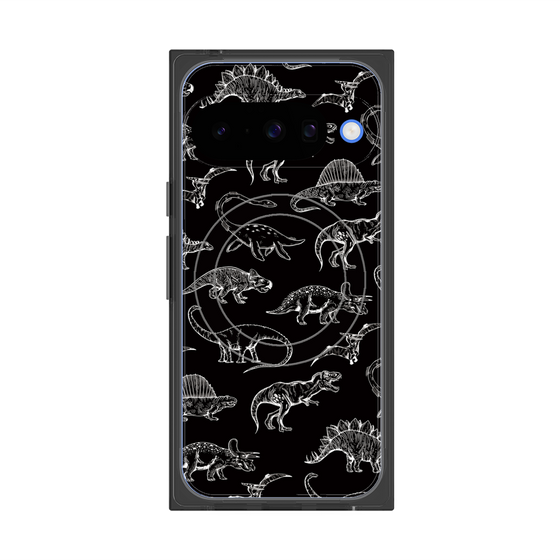 プレミアムスクエアケース with Pixelsnap［ Dinosaurs No.2 - Black ］