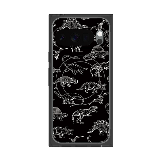 プレミアムスクエアケース with Pixelsnap［ Dinosaurs No.2 - Black ］