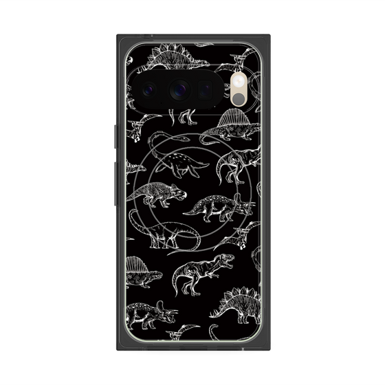 プレミアムスクエアケース with Pixelsnap［ Dinosaurs No.2 - Black ］
