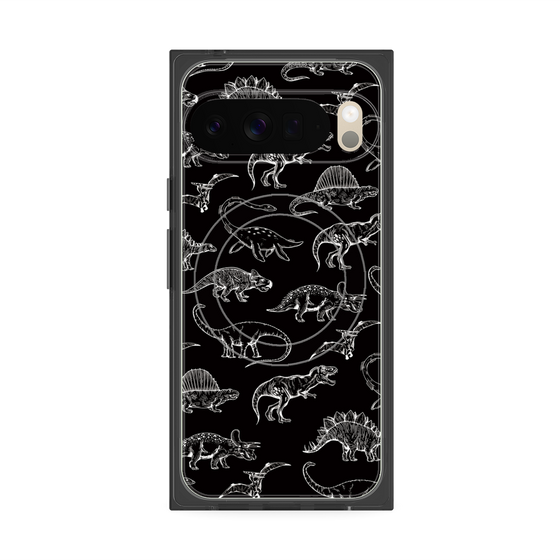 プレミアムスクエアケース with Pixelsnap［ Dinosaurs No.2 - Black ］