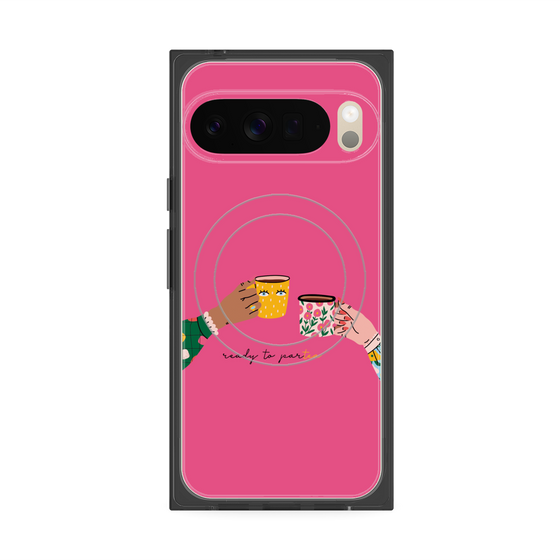 プレミアムスクエアケース with Pixelsnap［ Teatime - Pink ］
