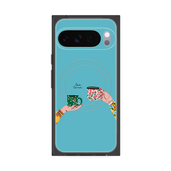プレミアムスクエアケース with Pixelsnap［ Teatime - Blue ］