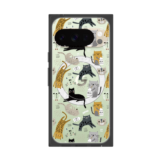 プレミアムスクエアケース with Pixelsnap［ Funny Cats - 01 ］