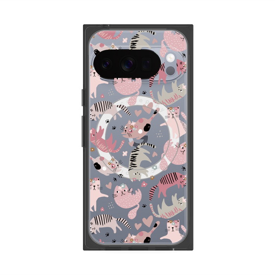 プレミアムスクエアケース with Pixelsnap［ Funny Cats - 02 ］