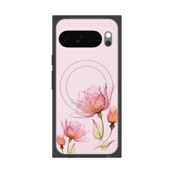 プレミアムスクエアケース with Pixelsnap［ Natural Flower - Pink ］