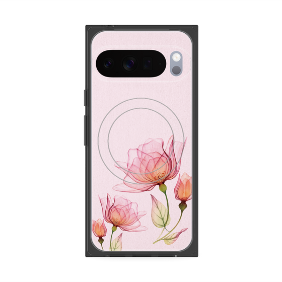 プレミアムスクエアケース with Pixelsnap［ Natural Flower - Pink ］