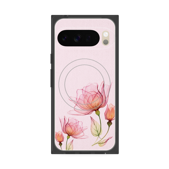 プレミアムスクエアケース with Pixelsnap［ Natural Flower - Pink ］