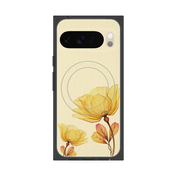 プレミアムスクエアケース with Pixelsnap［ Natural Flower - Yellow ］