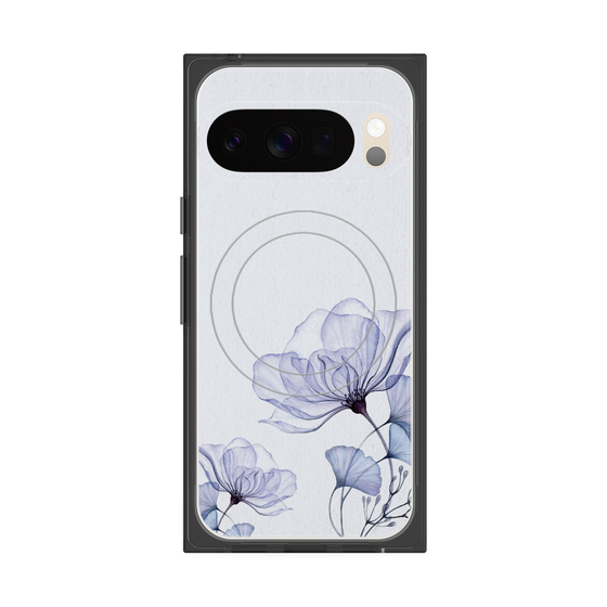 プレミアムスクエアケース with Pixelsnap［ Natural Flower - blue ］
