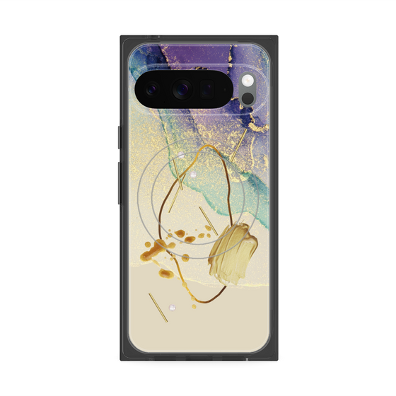 プレミアムスクエアケース with Pixelsnap［ Marble Nuance Painting Purple ］