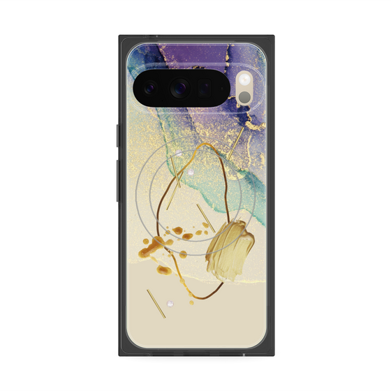 プレミアムスクエアケース with Pixelsnap［ Marble Nuance Painting Purple ］