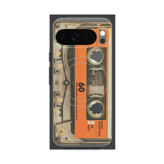 プレミアムスクエアケース with Pixelsnap［ RETORO CASSETTE TAPE - Skeleton Orange ］