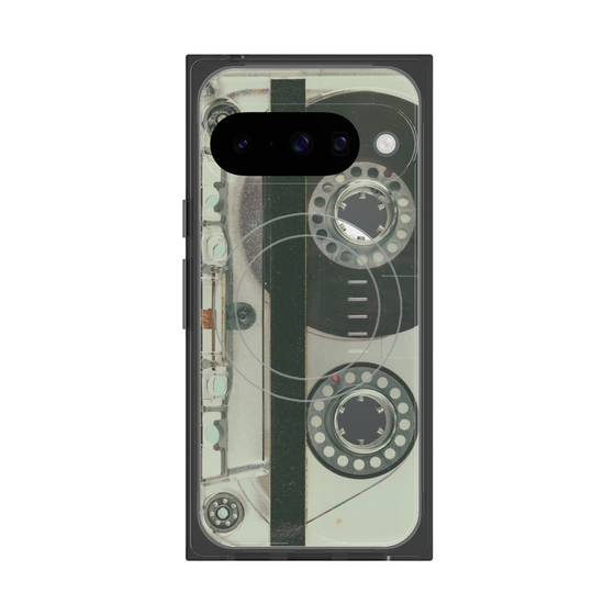 プレミアムスクエアケース with Pixelsnap［ RETORO CASSETTE TAPE - Skeleton Blue ］