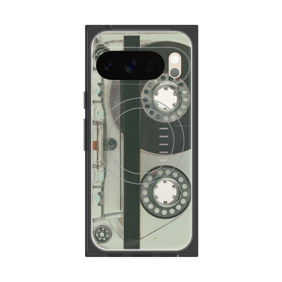 プレミアムスクエアケース with Pixelsnap［ RETORO CASSETTE TAPE - Skeleton Blue ］