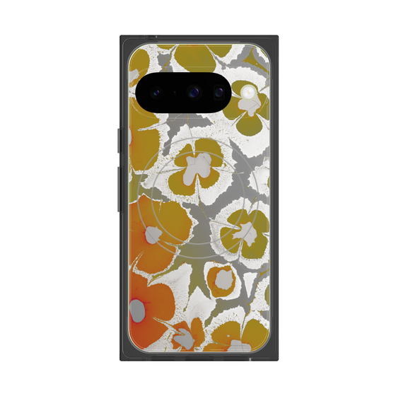 プレミアムスクエアケース with Pixelsnap［ y2k(Year2000) - Flower - Yellow Gray ］