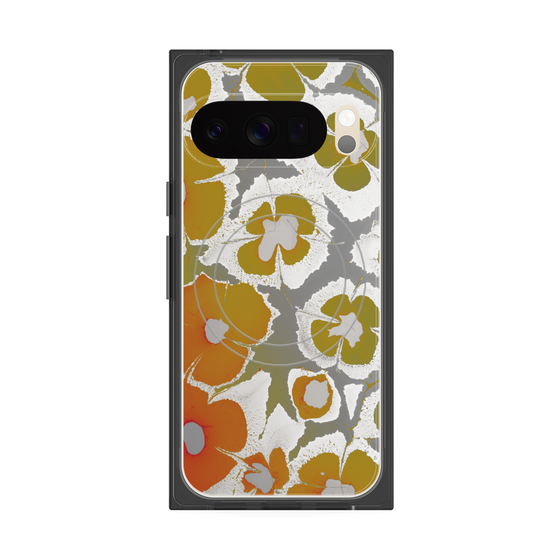 プレミアムスクエアケース with Pixelsnap［ y2k(Year2000) - Flower - Yellow Gray ］