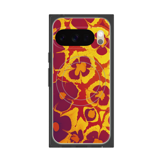 プレミアムスクエアケース with Pixelsnap［ y2k(Year2000) - Flower - Orange purple ］