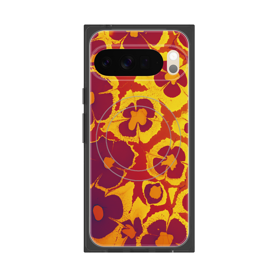 プレミアムスクエアケース with Pixelsnap［ y2k(Year2000) - Flower - Orange purple ］