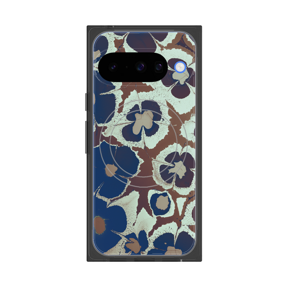プレミアムスクエアケース with Pixelsnap［ y2k(Year2000) - Flower - Brown Navy ］