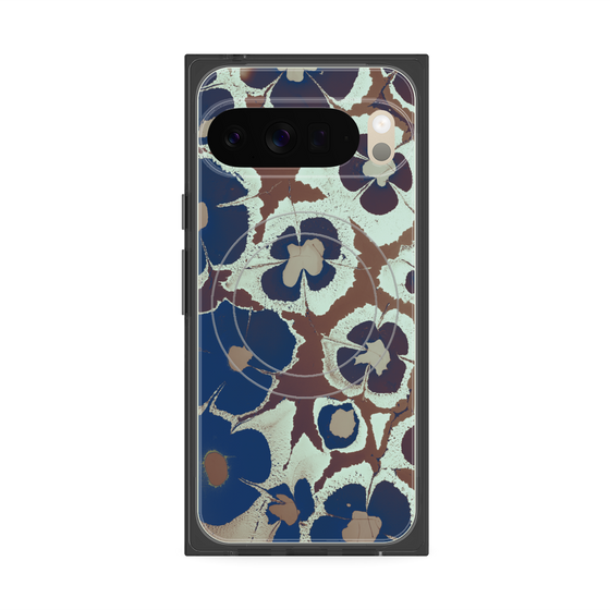 プレミアムスクエアケース with Pixelsnap［ y2k(Year2000) - Flower - Brown Navy ］